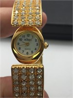 LeJour Rhinestone Jeweled Bracelet Clasp Watch