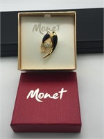 Monet Enamel Rhinestone Love Bird Pin Brooch