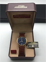 Jules Jurgensen Men's Quartz Leather Date Watch