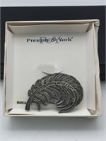 Preston & York Genuine Marcasite Brooch w/ Box