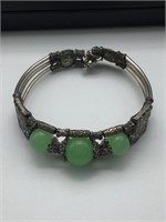 Vintage Silver & Jade Bracelet