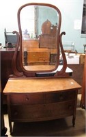 OAK DRESSER W/LARGE HARP MIRROR 42X71T