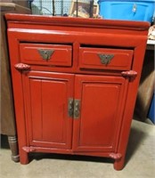RED PAINTED ORIENTAL CABINET  26X19X34T