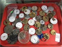 TRAY OF WATCH FACES AND WORKS