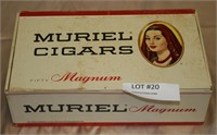 MURIEL CIGAR BOX W/ASSORTED ADVERTISING PENS