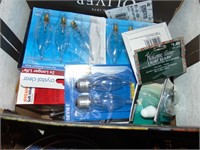 Box of light bulbs, fly and mouse traps, plus