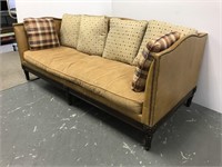Lillian August leather and corduroy sofa