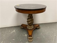Turned pedestal base round marble top table
