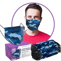 50-Pk Camo Face Mask for Men - Premium 3-Ply