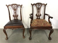 Two Chippendale style  dining chairs