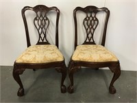 Pair Chippendale style side chairs