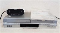 VCR/DVD PLAYER + SONY CLOCK RADIO
