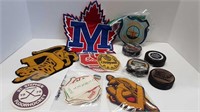 PUCKS + HOCKEY BADGES + PATCHES