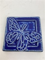 4" Square Pewabic Butterfly Tile