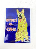 Vintage Ceramic Attenti Al Cane Shepherd Dog Art
