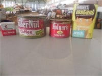 Vintage Tins - Butter-Nut, Folgers, Schillng All