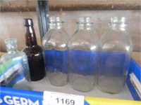 Vintage Glass Milk Bottles & 2 Other Bottles