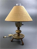 17" Vintage Wooden Table Lamp w/ Hurricane