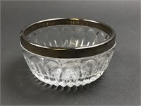 Vintage Glass Bowl with Silver Plated Rim