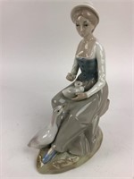 Vintage 9.5" Casades Porcelain Woman w/ Geese