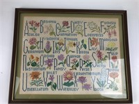 Vintage Flower Themed Cross Stitch  Alphabet Art