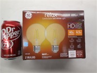 GE Relax LED HD Light Bulbs, Soft White 2pk 40W