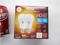 GE RElax LED HD Light Bulbs, Soft White 2pk 60W