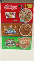 Kellogg's Cereal 3 Bags Froot Loops, Cocoa Krispie