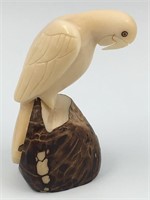 Tagua nut carving of a parrot