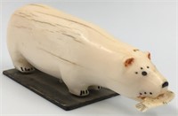 Walrus tusk carving of a polar bear