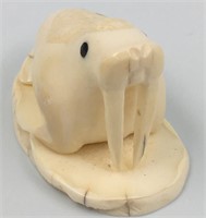Walrus ivory carving of a walrus