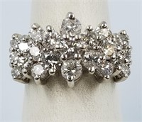 Engagement/Wedding ring, cluster of round diamonds