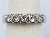 Classic cushion cut 5 stone diamond ring