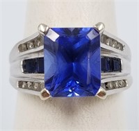 10K blue sapphire & CZ
