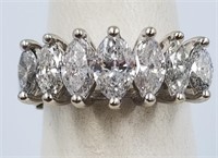 14K Anniversary band cluster of 7 marquise cuts