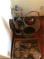 Copper Bowls, Wood Hourglass, Decor