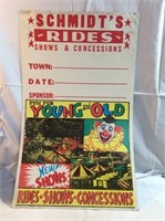 Amusement park carnival poster SCHMIDTS rides