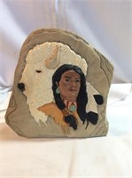 Stone Indian with buffalo head small chip on top