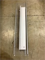 White wire shelving and gutter guard