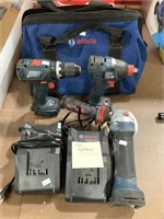 Bosch driver, drill, grinder, two battery