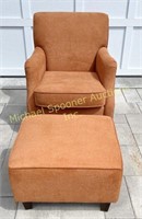 MODERN UPHOLSTERED CHAIR AND OTTOMAN