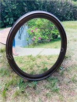 wood framed oval mirror