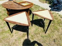 pair of guitar pick side tables - condition issues