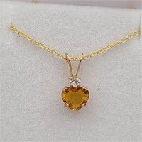Genuine Orange Sapphire Heart Pendant-New