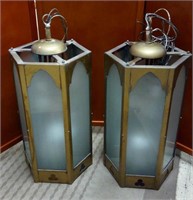Preowned vintage church lights with frosted glass