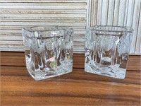 Set of 2 Zodax Clear Glass Candle Holders