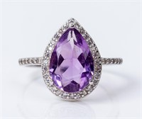 Jewelry Sterling Silver Amethyst Cocktail Ring