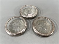 Sterling Silver Rimmed Crystal Coasters-3