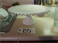 Fenton Milkglass crimped cake pedestal