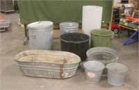Assorted Garbage Cans & Wash Tubs